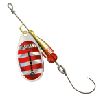 Třpytka Cormoran Bullet Single Hook - stříbrná / červené pruhy