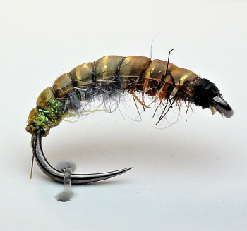 Muška RS Fish Blešivec CN56 - Hnědo šedý blešivec se zeleným zadečkem