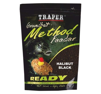 Vlhčená krmítková a vnadící směs Traper Method Feeder - Halibut Black - 750 g