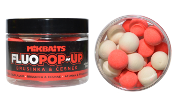 Boilies Mikbaits Fluo Pop-Up - Brusinka & Česnek  - 18 mm