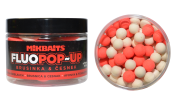 Boilies Mikbaits Fluo Pop-Up - Brusinka & Česnek - 10 mm