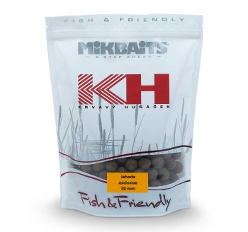 Boilies Mikbaits Krvavý Huňáček - Jahoda Exclusive - 1 kg