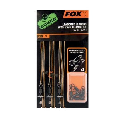 FOX Edges Leadcore Leaders With Kwik Change Kit - Dark Camo - CAC578