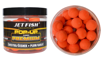 Boilies Jet Fish Premium Classic POP-UP - Švestka / Česnek