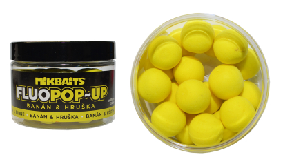 Boilies Mikbaits Fluo Pop-Up - Banán & Hruška  - 18 mm