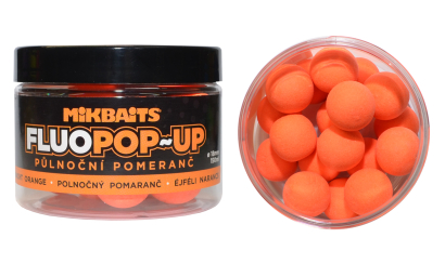 Boilies Mikbaits Fluo Pop-Up - Půlnoční Pomeranč - 18 mm