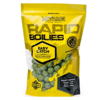 Boilies Mivardi Rapid Easy Catch - Česnek + Chilli